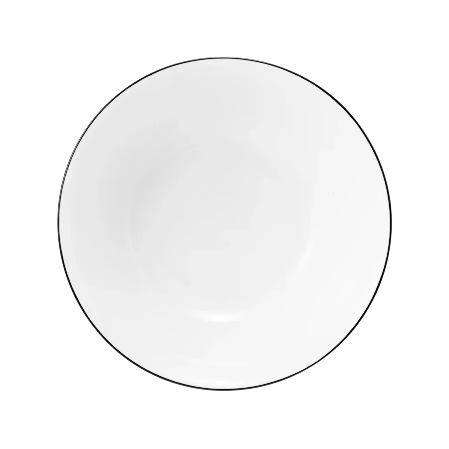 obrazek 2 Biała klasyczna średnia miska z porcelany zdobiona czarną obwódką – Tettau