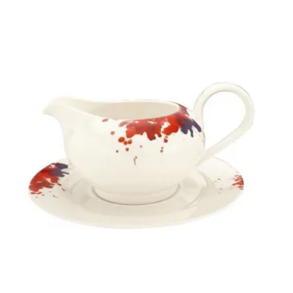 Zdjęcie Wyjątkowa sosjerka z porcelany zdobiona motywem kwiatu geranium w stylu klasycznym – Tettau