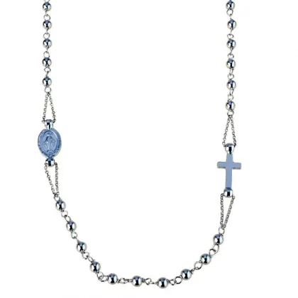 Zdjęcie Włoski łańcuszek różaniec choker z błyszczącymi koralikami 45 cm