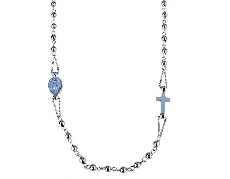 obrazek 1 Włoski łańcuszek różaniec choker z błyszczącymi koralikami 45 cm