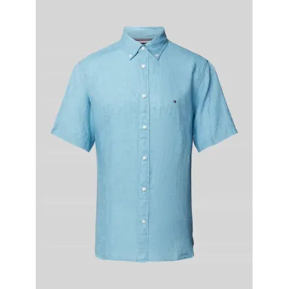 Zdjęcie Koszula lniana o kroju regular fit z kołnierzykiem typu button down