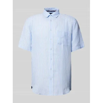 Zdjęcie Koszula casualowa o kroju slim fit z lnu ze wzorem w paski
