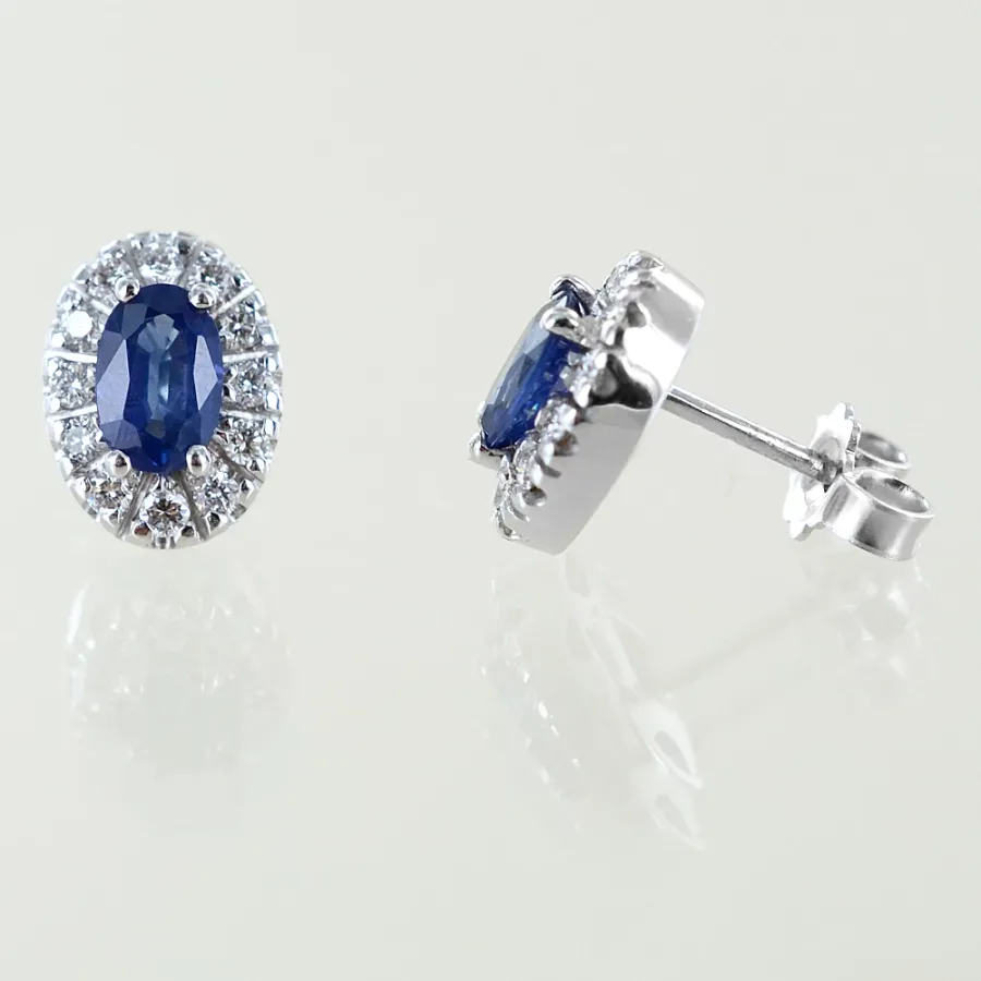 obrazek 6 Stylowe włoskie kolczyki z szafirami i diamentami – model średni