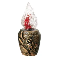 Picture Electric bronze votive lamp with plant embossment for a grave