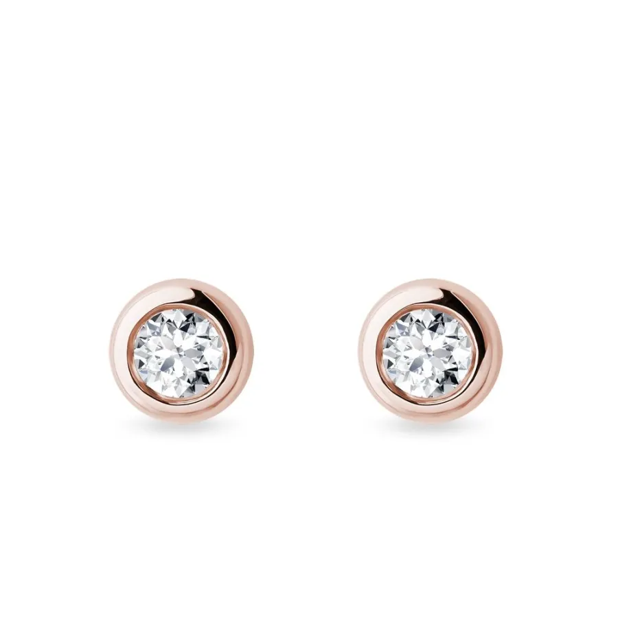 obrazek 1 Kamienie bezel z różowego złota z diamentami 4 mm KLENOTA