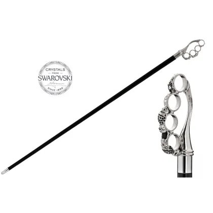 Zdjęcie Stylowa czarna laska zdobiona kryształkami Swarovskiego – Pasotti
