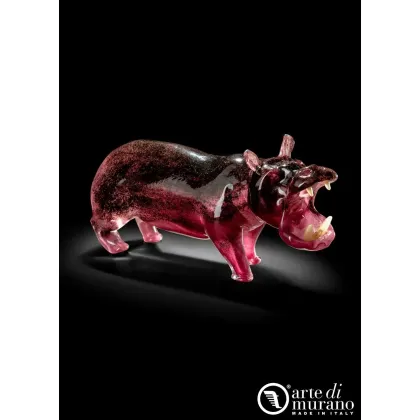 Zdjęcie Designerska rzeźba hipopotama z oryginalnego szkło Murano