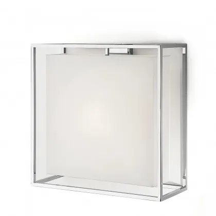 Zdjęcie Kwadratowa duża lampa ścienna z chromowanego mosiądzu H.50xL.50xP.20 cm
