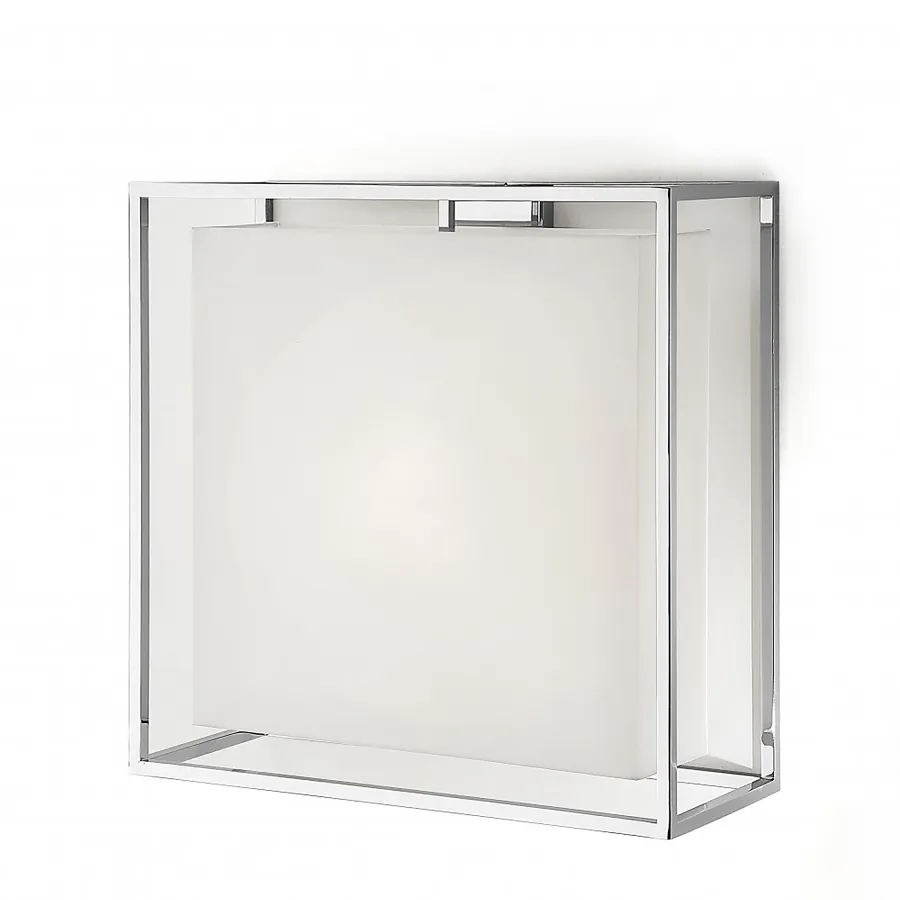 obrazek 1 Kwadratowa duża lampa ścienna z chromowanego mosiądzu H.50xL.50xP.20 cm