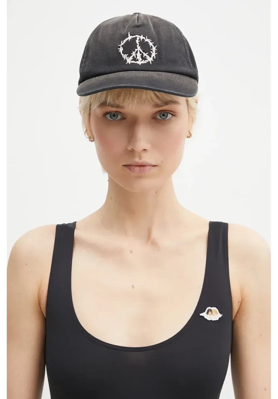 obrazek 1 Aries czapka z daszkiem bawełniana Peace Cap kolor czarny z aplikacją AR9000503
