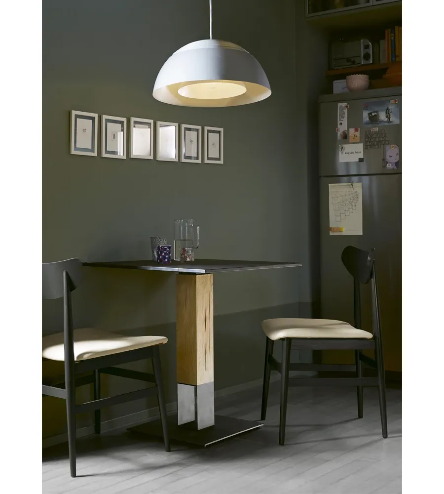 obrazek 2 Designerski stół h76cm - stal i drewno dębowe, Acqua Alta - Colico