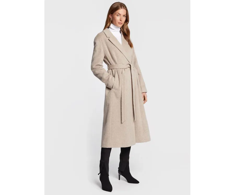 obrazek 1 Calvin Klein Płaszcz wełniany Wrap K20K204951 Szary Regular Fit