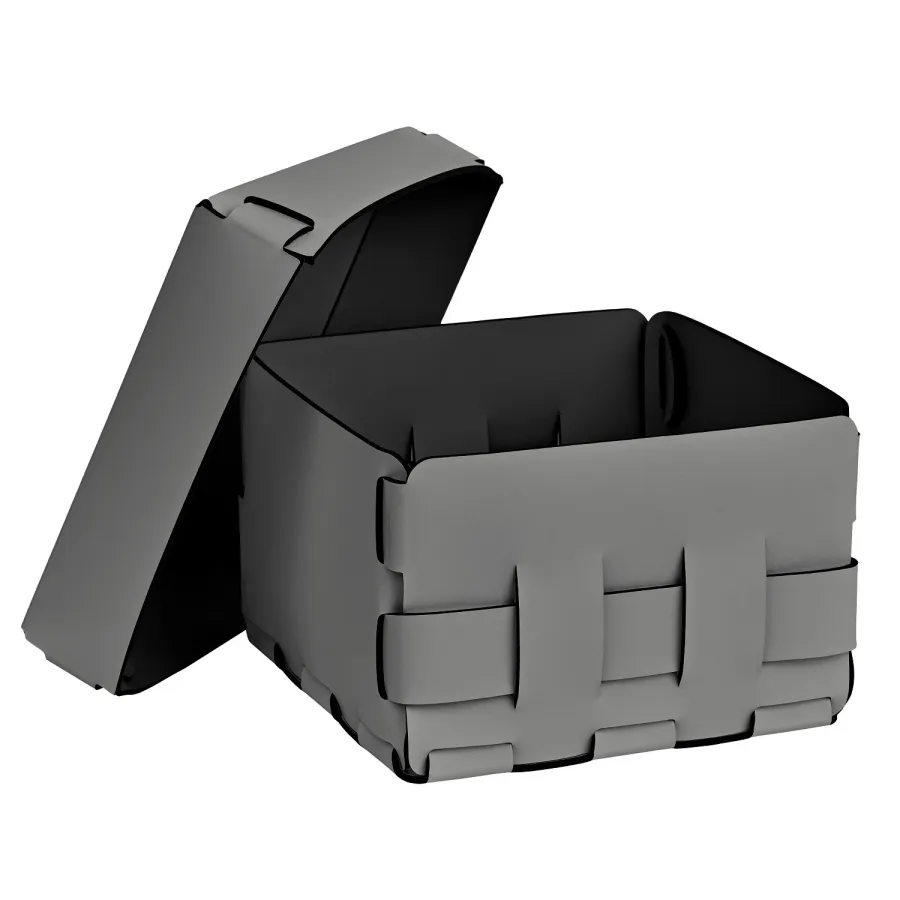 obrazek 2 Luksusowy pleciony kosz Bottega 19x19xH13 cm z szarej skóry