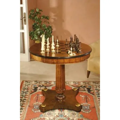 Picture Luxurious wooden chess table complete with chess pieces