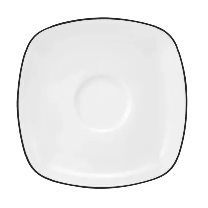 Zdjęcie Kwadratowy porcelanowy spodek 13 cm ze zdobieniem czarną obwódką - Seltmann Weiden