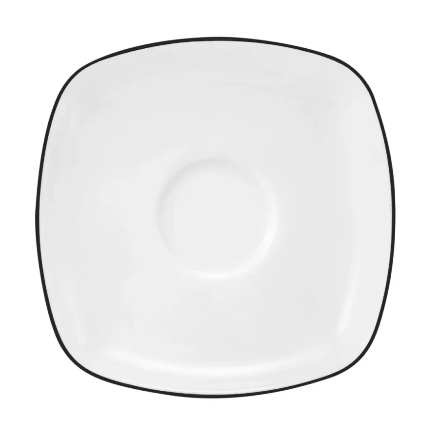 obrazek 1 Kwadratowy porcelanowy spodek 13 cm ze zdobieniem czarną obwódką - Seltmann Weiden