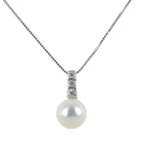 Picture Stylish necklace with a Japanese pearl pendant and diamonds
