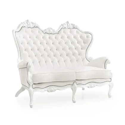 Zdjęcie Biała luksusowa sofa 2-osobowa w barokowym stylu - Sevensedie