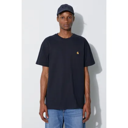 Zdjęcie Carhartt WIP t-shirt bawełniany Chase kolor granatowy gładki I026391-PHOENIX/GO