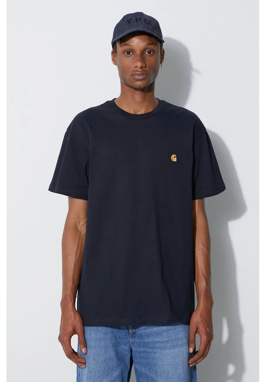 obrazek 1 Carhartt WIP t-shirt bawełniany Chase kolor granatowy gładki I026391-PHOENIX/GO