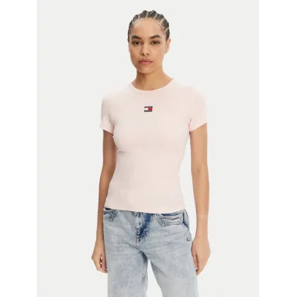 Zdjęcie Tommy Jeans T-Shirt Badge DW0DW17881 Różowy Slim Fit