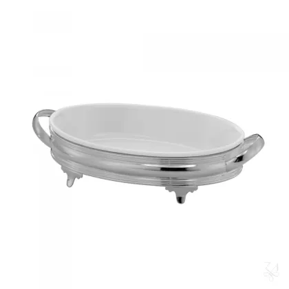 Picture Silver plated oval baking plate holder - Zaramella Argenti