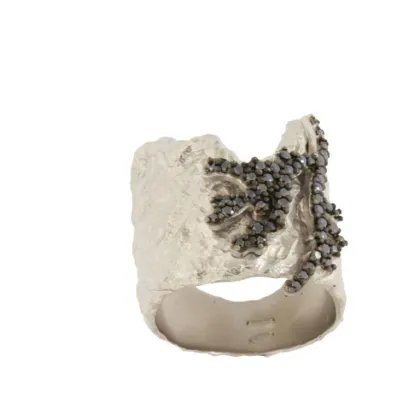 Zdjęcie Stylowy pierścionek Srebro rodowane Czarne cyrkonie