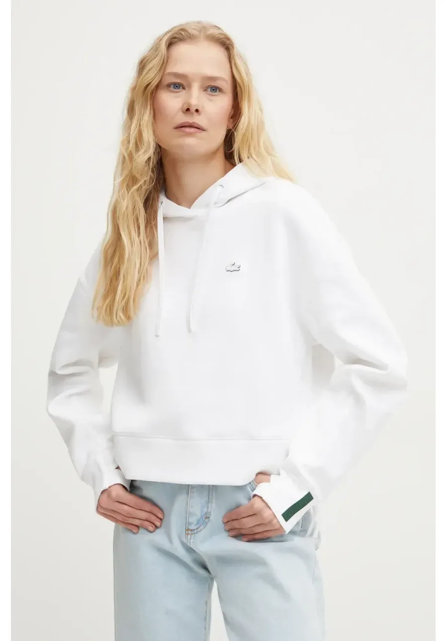 obrazek 1 Lacoste bluza damska kolor biały z kapturem gładka SF0281
