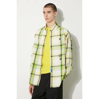 Zdjęcie AAPE koszula bawełniana męska kolor zielony relaxed z kołnierzykiem button-down AAPSTM8479XXM