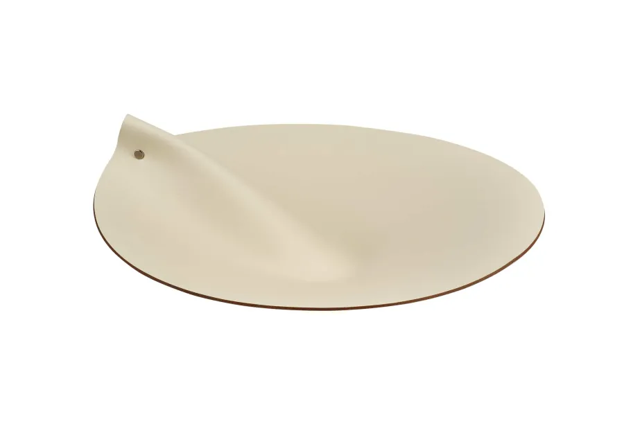 obrazek 1 Skórzana pokrywka Ø38 cm w kolorze waniliowym do okrągłego kosza