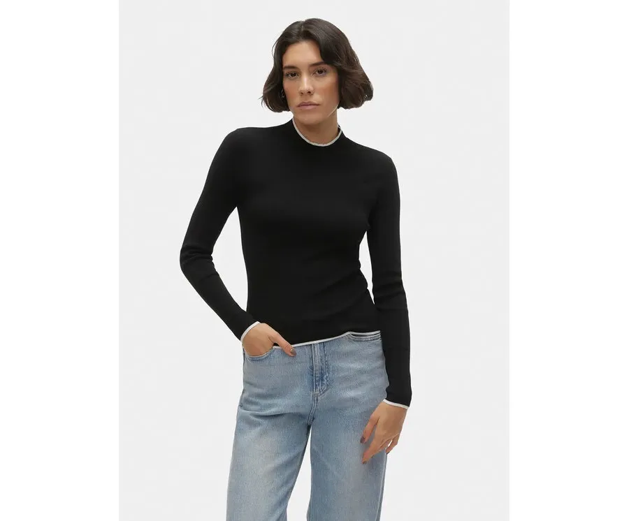 obrazek 1 Vero Moda Sweter Flouncy 10299604 Czarny Slim Fit