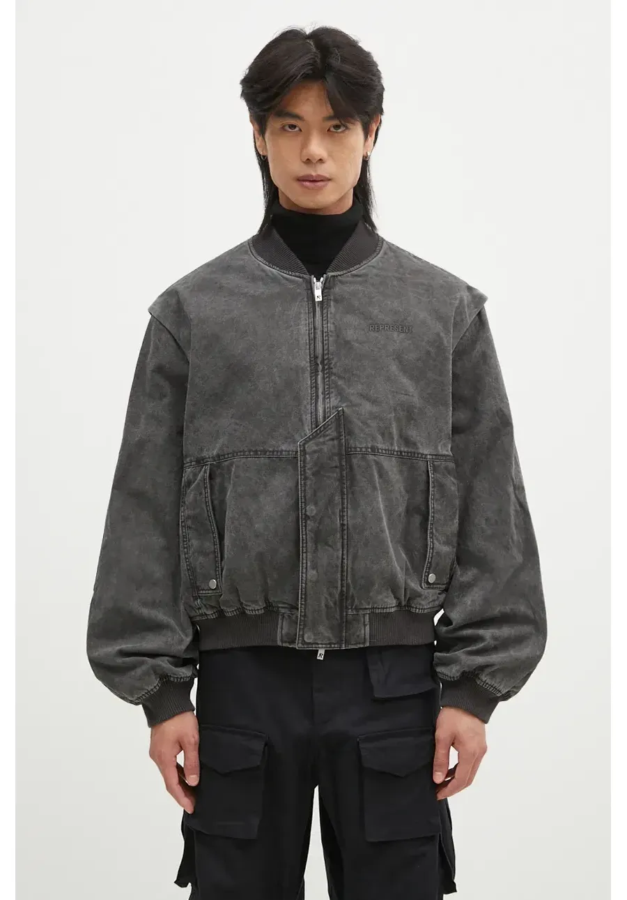 obrazek 1 Represent kurtka bomber Inset Sleeve Bomber męski kolor czarny przejściowa oversize MLM1034.230