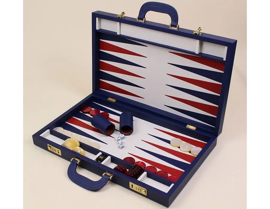 obrazek 1 Gra Backgammon w pięknym skórzanym etui - 58x36x9 cm