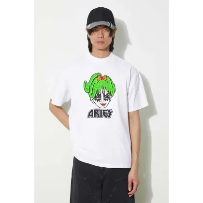 Zdjęcie Aries t-shirt bawełniany Kiss SS Tee męski kolor biały z nadrukiem SUAR60005X