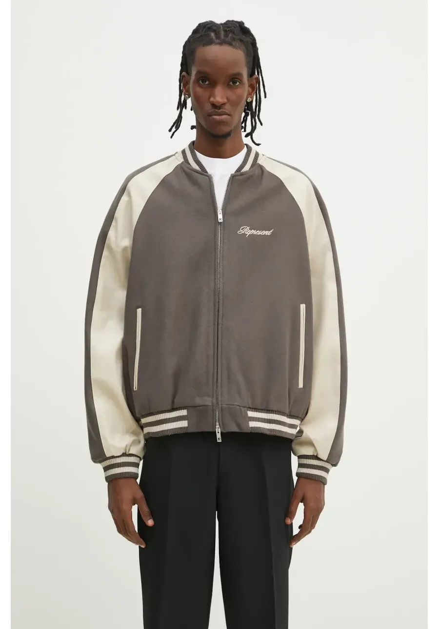 obrazek 1 Represent kurtka bomber wełniana Raglan Varsity Jacket kolor zielony przejściowa oversize MLM1803.46