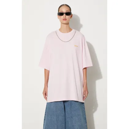 Zdjęcie AMBUSH t-shirt bawełniany Ballchain kolor różowy BWAA04BF24JER0013616