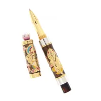 Picture Italian Lord Ganesha ballpoint pen in Silver Vermeil and Enamels
