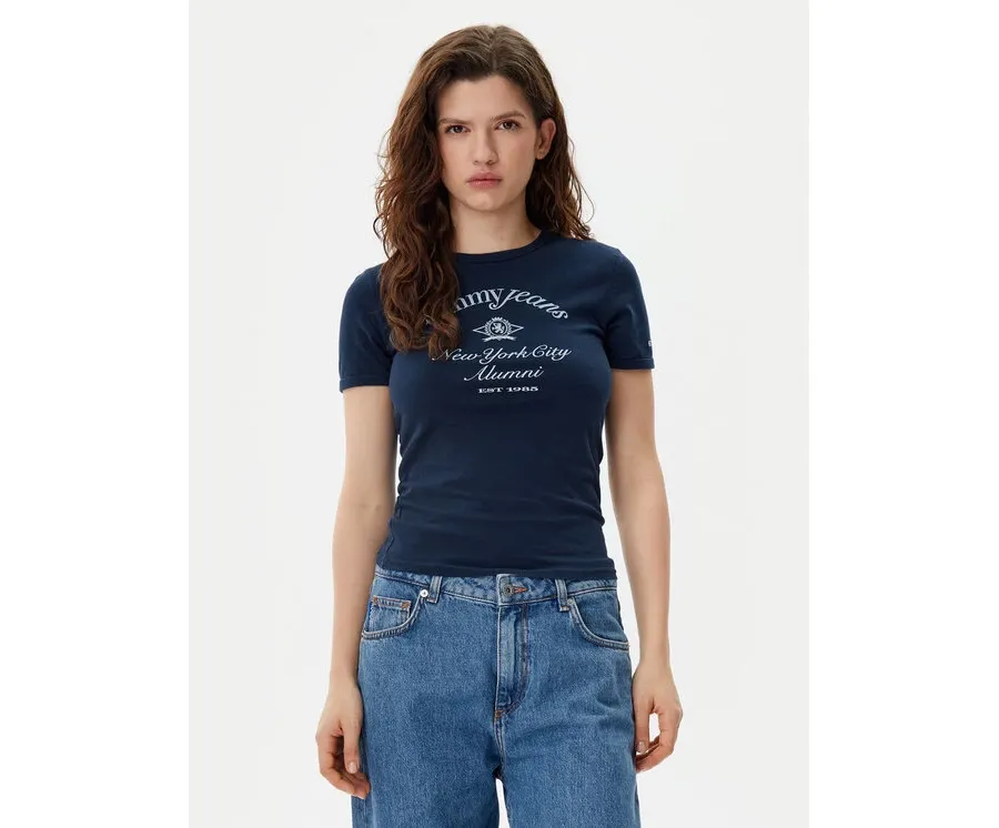 obrazek 1 Tommy Jeans T-Shirt Nyc Ringer DW0DW20323 Granatowy Slim Fit