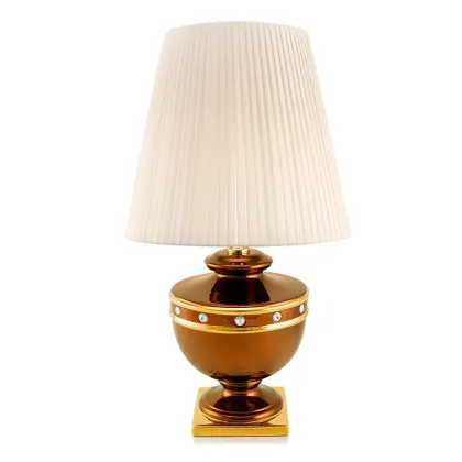 Zdjęcie Ceramiczna lampa wykończona złotem i brązem