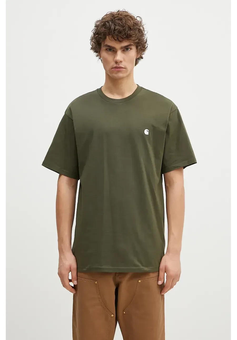obrazek 1 Carhartt WIP t-shirt bawełniany S/S Madison męski kolor zielony gładki I033000.2DTXX