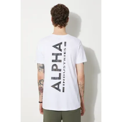 Zdjęcie Alpha Industries t-shirt bawełniany kolor biały z nadrukiem 128507CP.573-BIALY