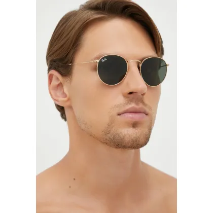 Zdjęcie Ray-Ban okulary ROUND METAL męskie kolor złoty 0RB3447