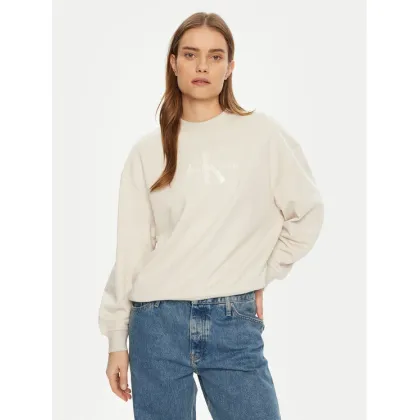 Zdjęcie Calvin Klein Jeans Bluza Glossy Monologo J20J224724 Beżowy Regular Fit