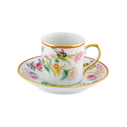 Picture Porcelain coffee cup and saucer Paço Real Flowers with representation of flowers - 6 pieces - Vista Alegre