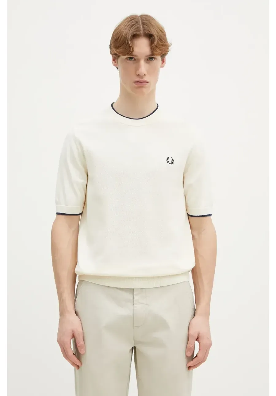 obrazek 1 Fred Perry t-shirt bawełniany męski kolor beżowy gładki K7642.S64
