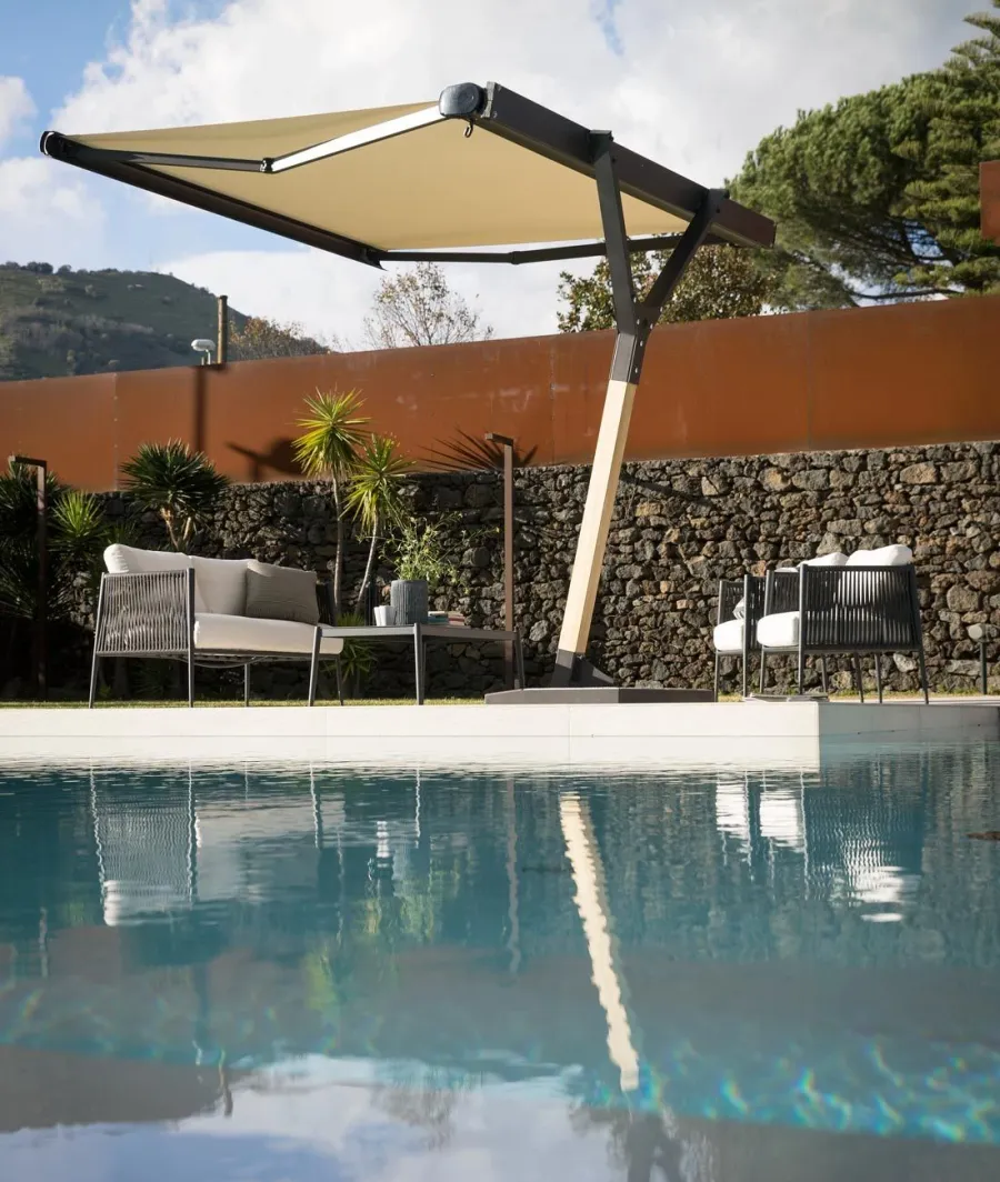 obrazek 2 Brązowy parasol Salento z manualnym mechanizmem rozkładania 300×250 cm do ogrodu