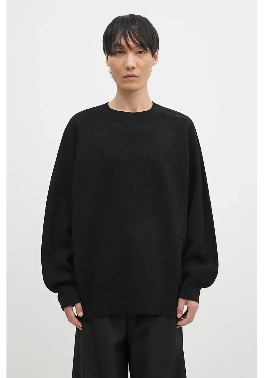 obrazek 1 Y-3 sweter wełniany 3-S Knit Crew kolor czarny lekki IW7483