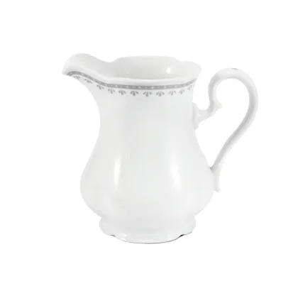 Zdjęcie Oryginalny dzbanek na mleko z porcelany zdobiony szarym motywem - Leander