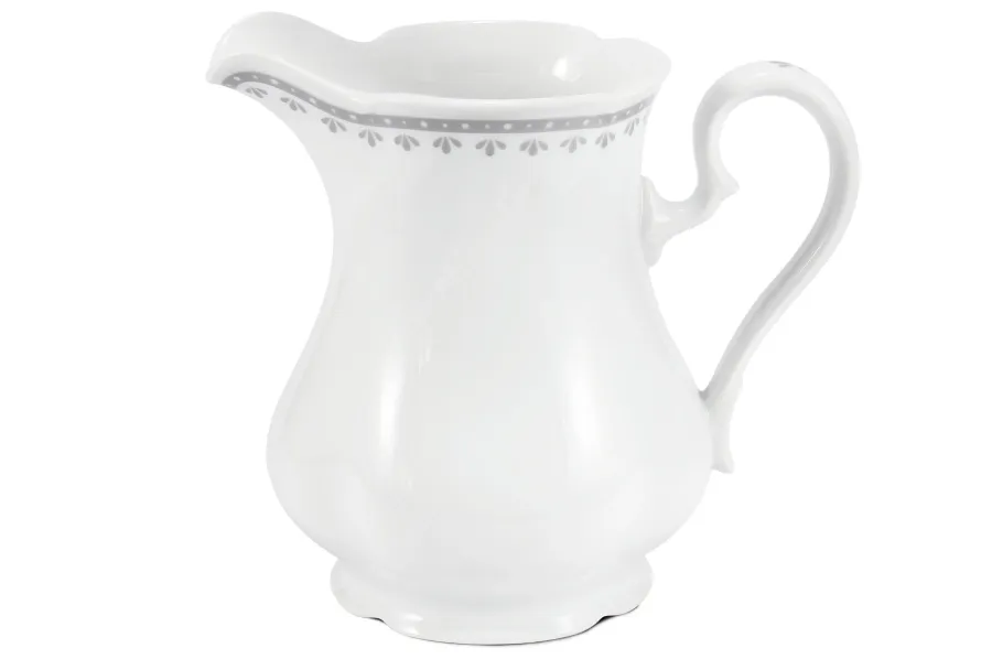 obrazek 1 Oryginalny dzbanek na mleko z porcelany zdobiony szarym motywem - Leander