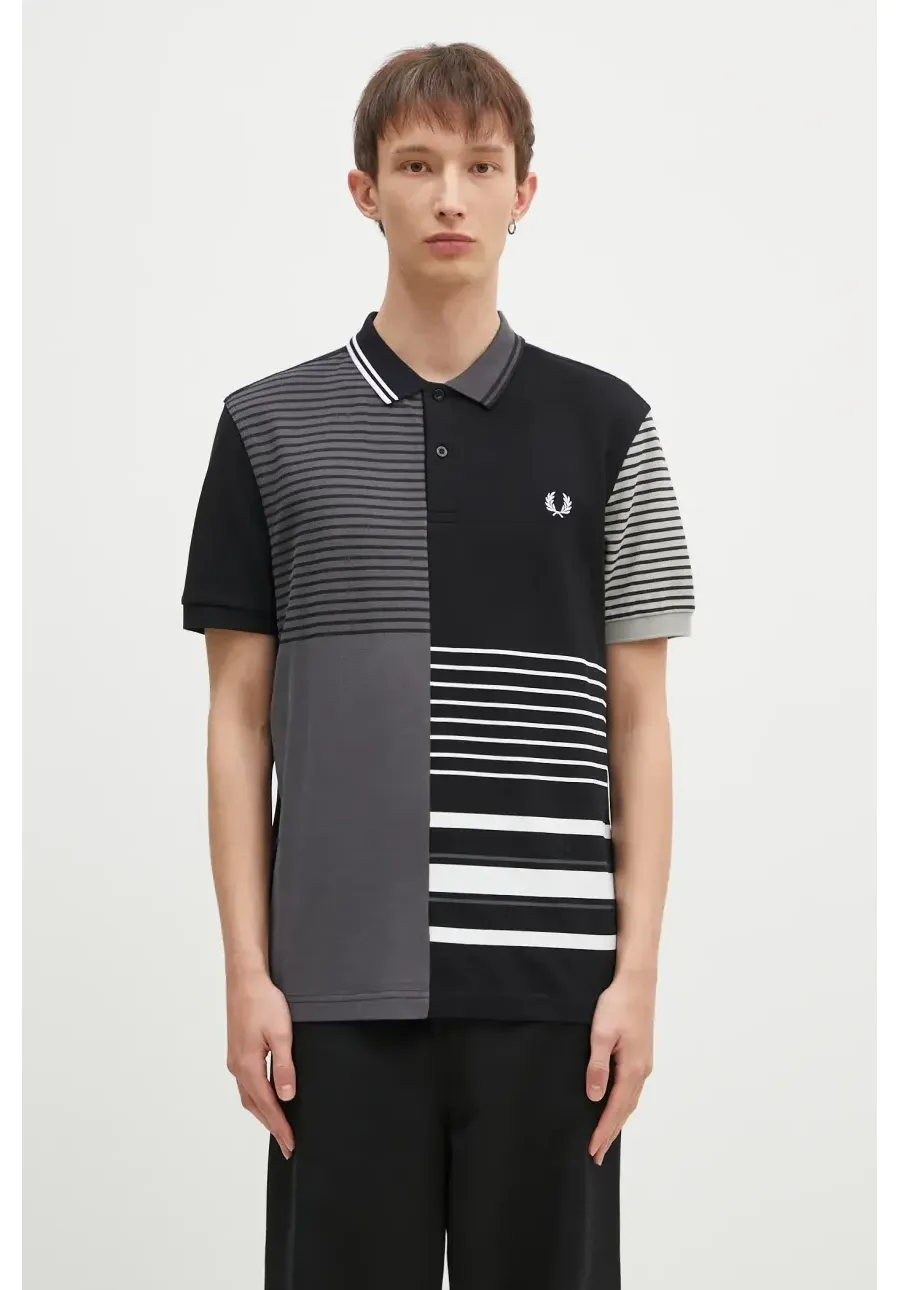 obrazek 1 Fred Perry polo bawełniane Beams Striped Panel Shirt kolor czarny wzorzysty SM7188.102